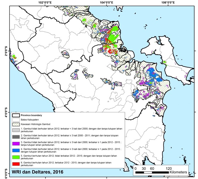 Peta Indikatif Restorasi dan Kawasan Hidrologis Gambut Sumsel