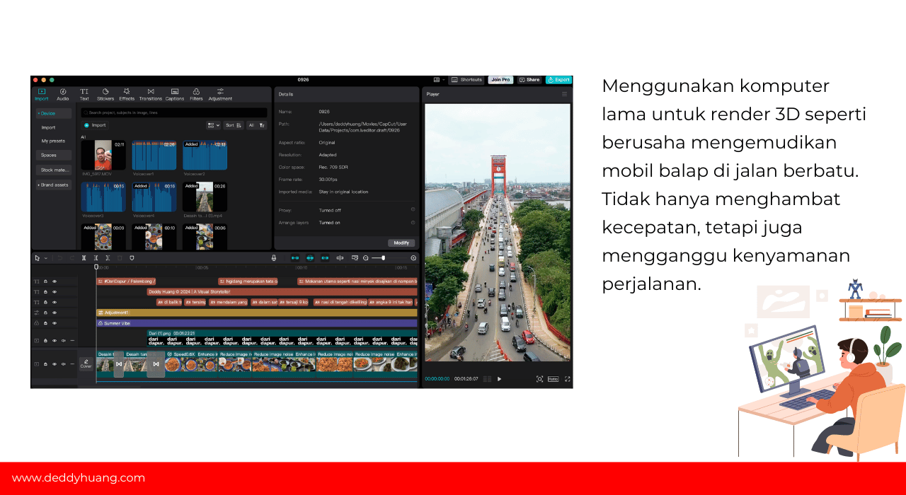 komputer rendering 3d untuk video