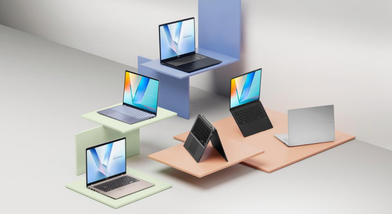 Beragam varian warna ASUS Vivobook S14 sebagai laptop AI 2025 yang mendukung fleksibilitas kerja modern dan kebutuhan kreator konten.
