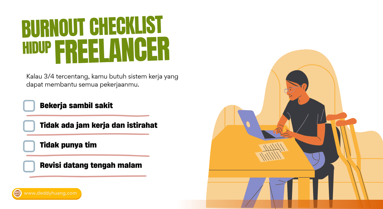 Checklist burnout yang umum dialami freelancer tanpa sistem kerja pendukung