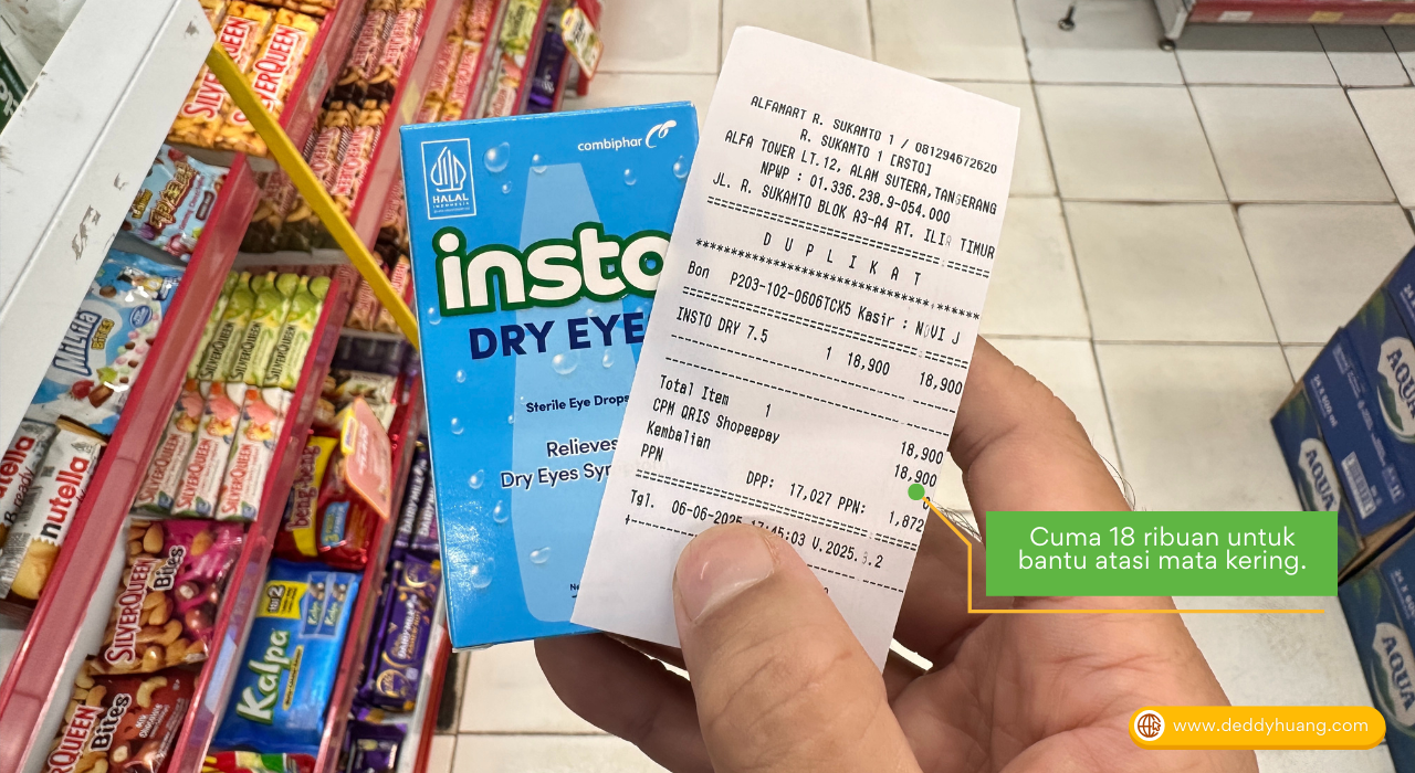 Harga Insto Dry Eyes yang terjangkau, hanya sekitar 18 ribuan untuk bantu atasi mata kering.