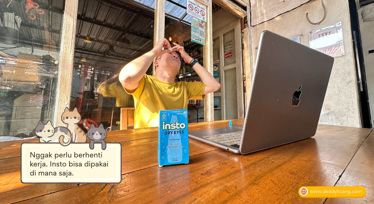 Insto Dry Eyes bisa digunakan kapan saja dan di mana saja tanpa harus berhenti bekerja.