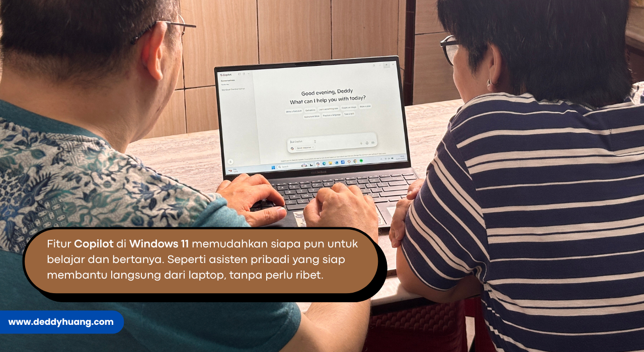Ilustrasi berbagai bentuk asisten AI ASUS seperti summarizer, image creator, translator, hingga noise canceling.