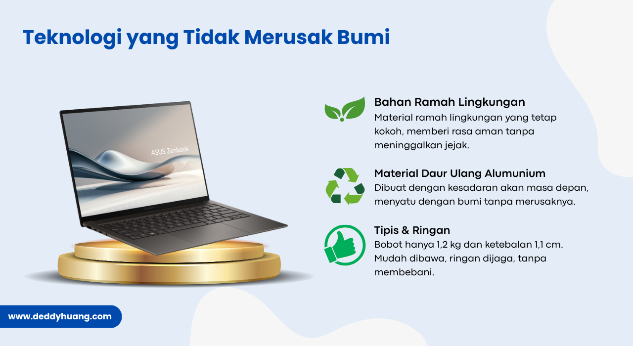 ASUS Zenbook dengan material ramah lingkungan dan daur ulang aluminium.