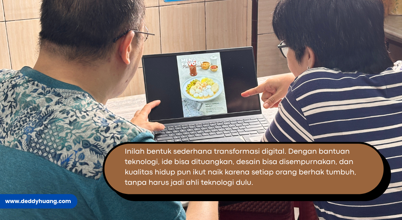 Proses desain menu digital sebagai bentuk sederhana transformasi teknologi di UMKM.